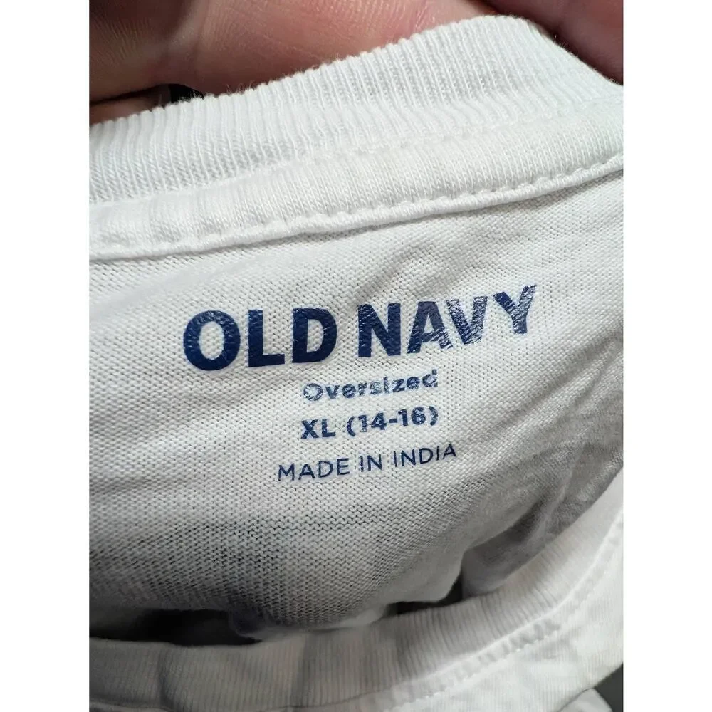 Old Navy White t-shirt Black Graphic Gaming Controller 